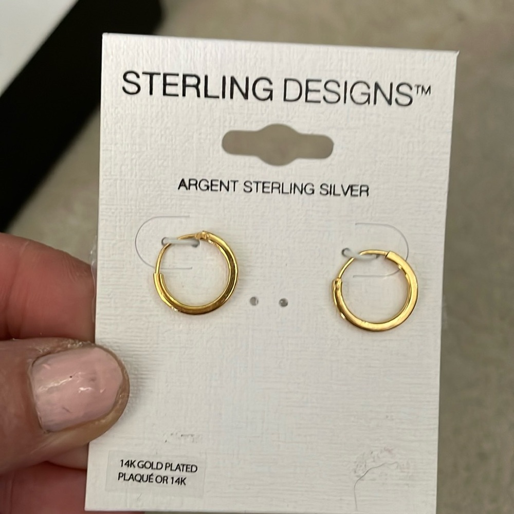 New 14 k gold 925 hoops